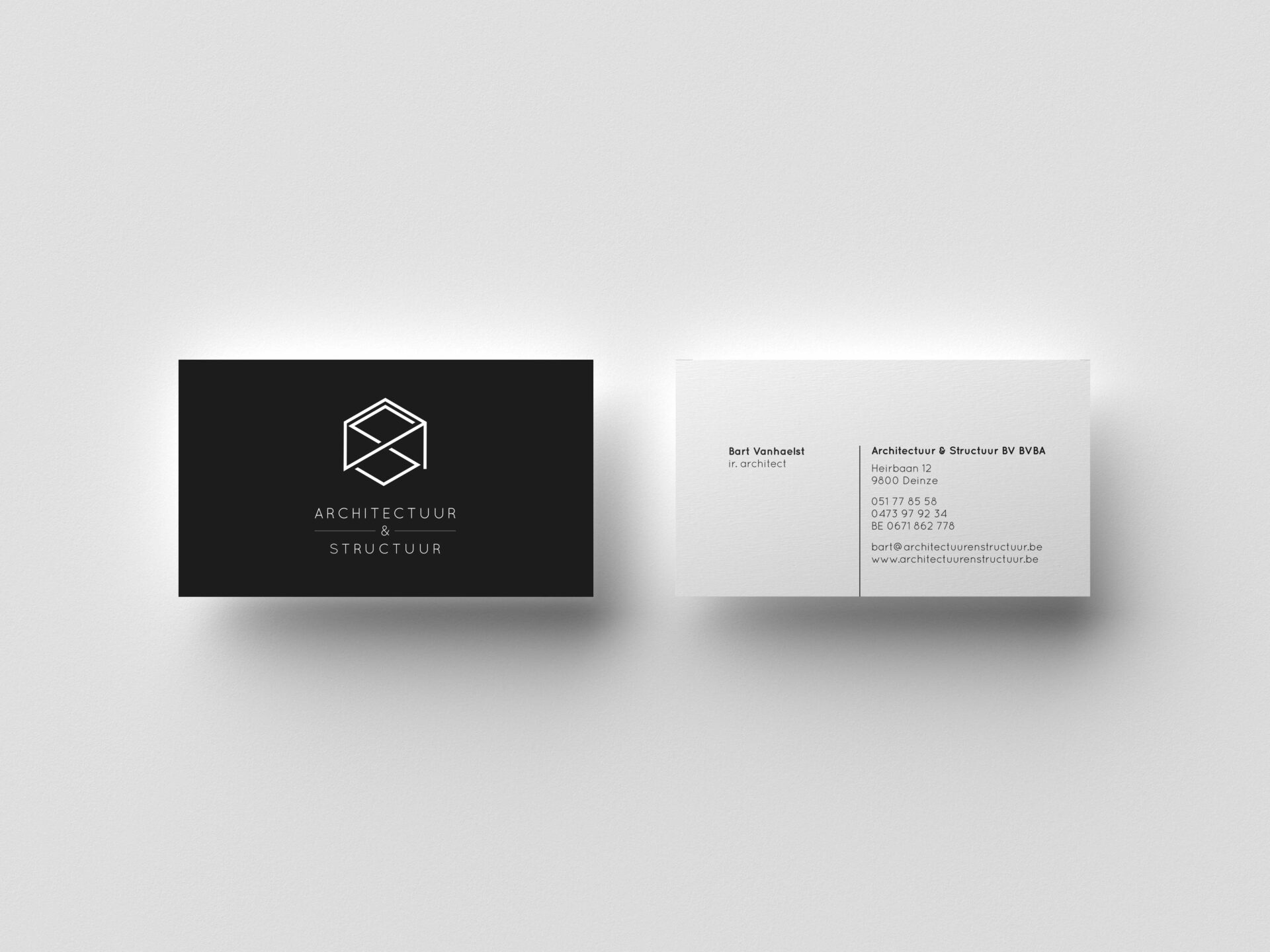 Visitekaartje gedrukt voor Architectuur en Structuur