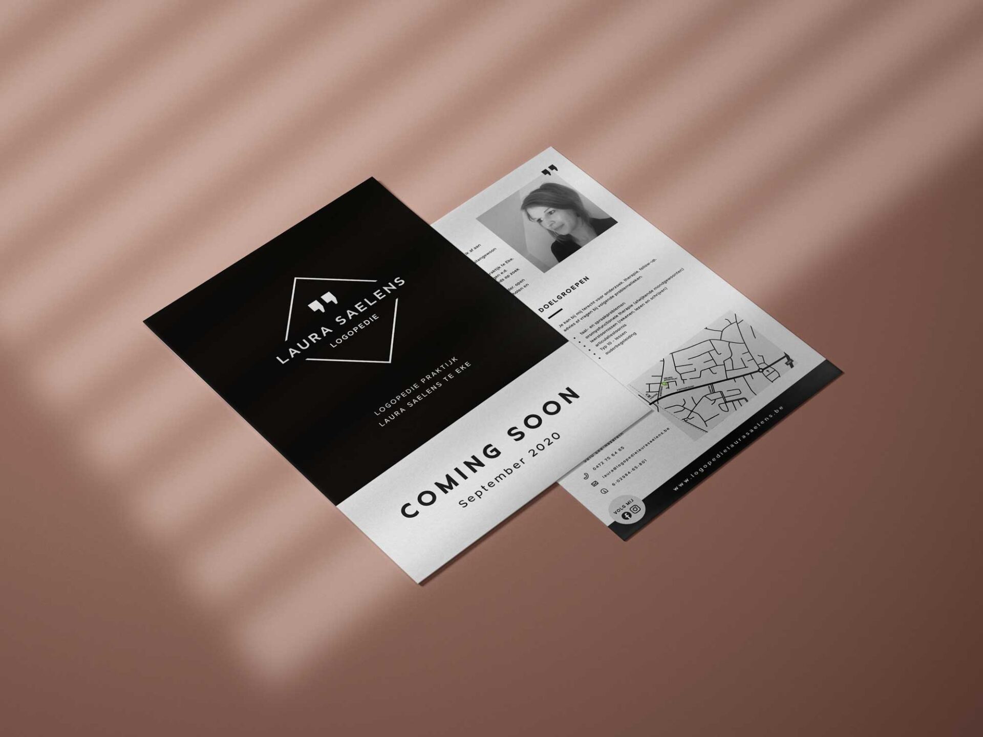 Grafisch ontwerpbureau Pixelle ontwierp een flyer voor logopedie Laura Saelens uit Eke