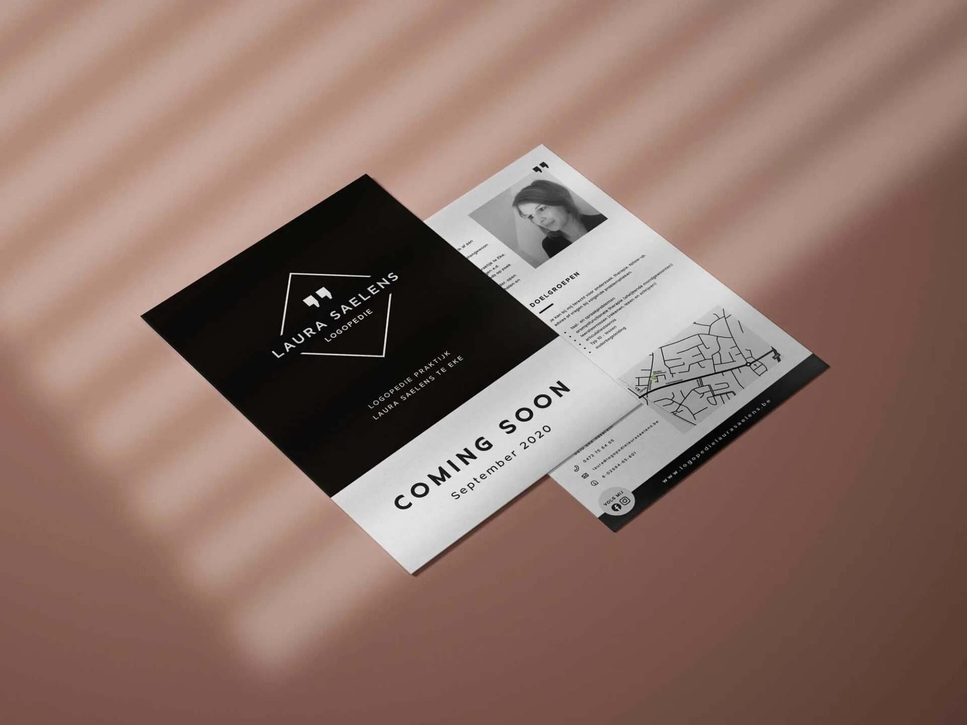 Grafisch ontwerpbureau Pixelle ontwierp een flyer voor logopedie Laura Saelens uit Eke