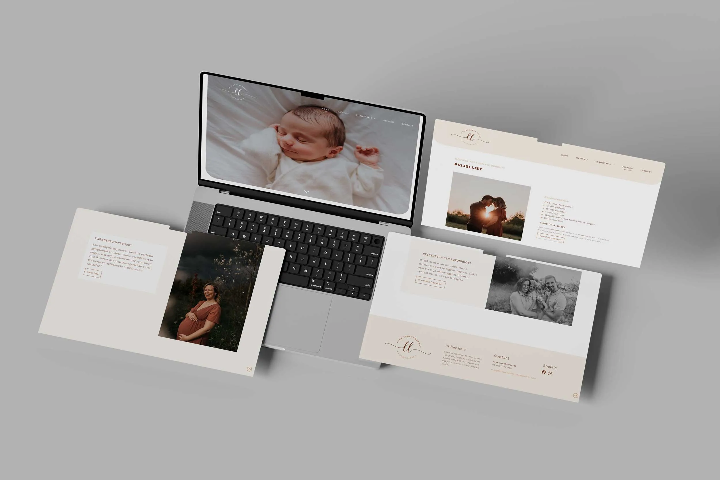 Een frisse online look voor Fotografe Leen Lancksweerdt, gerealiseerd door Pixelle.